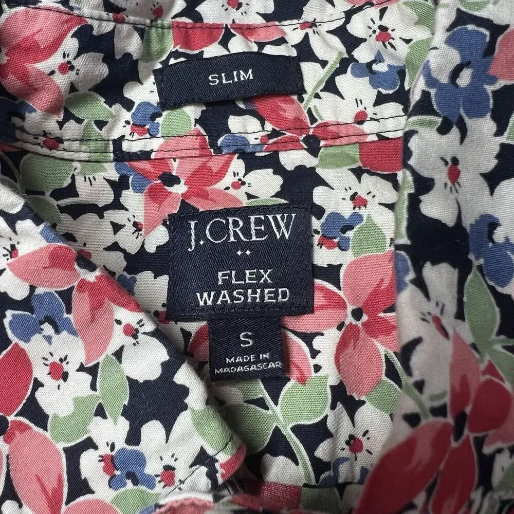 J.CREW Men's Slim Flex Washed Short Sleeve Allover Floral Print Shirt Size S